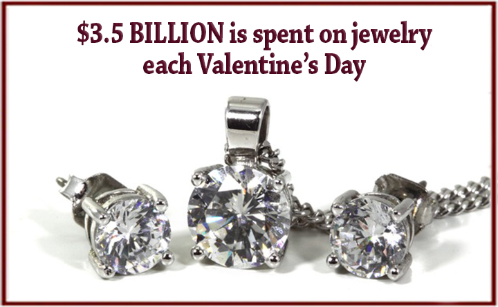 $3.5 Billion spent on jewelry each Valentine's Day